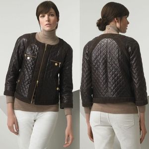 TORY BURCH Cluny Leather Quilted Jacket